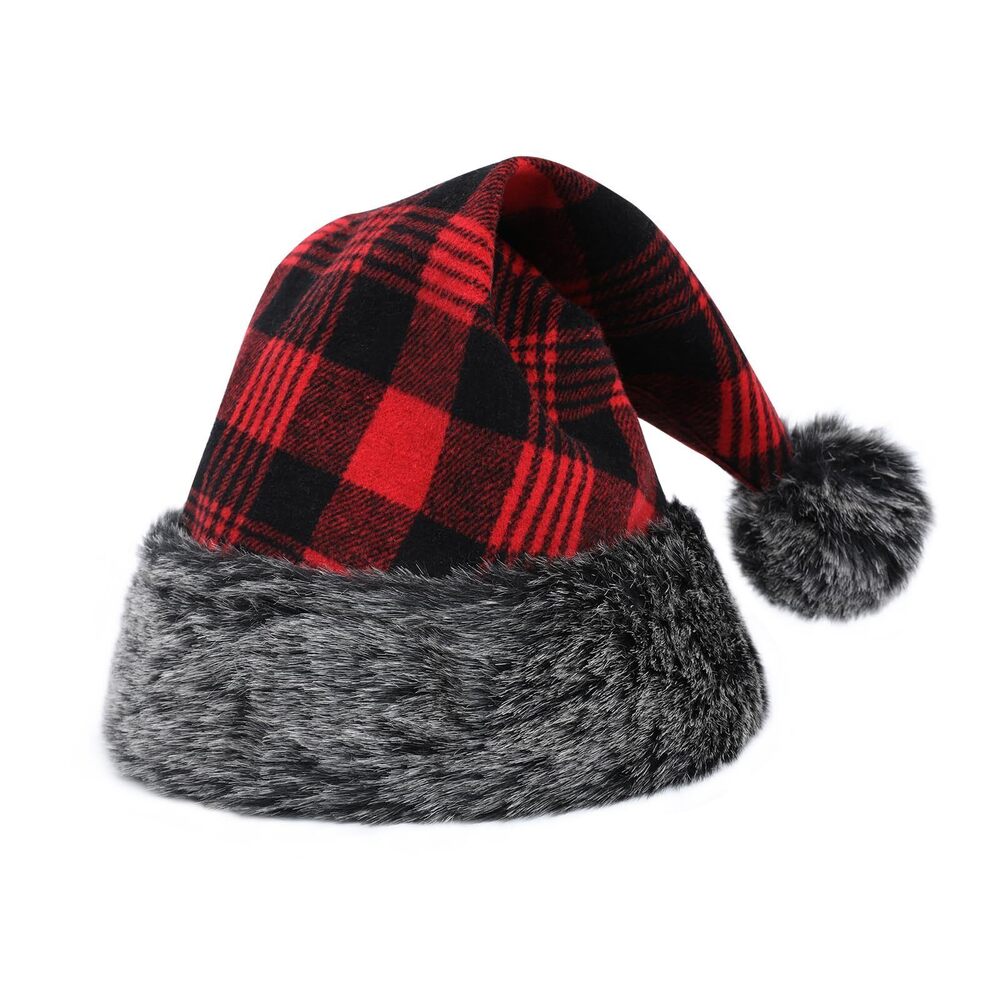 6305 Personalized Santa Hat - Classic Red Buffalo Plaid Christmas Hat
